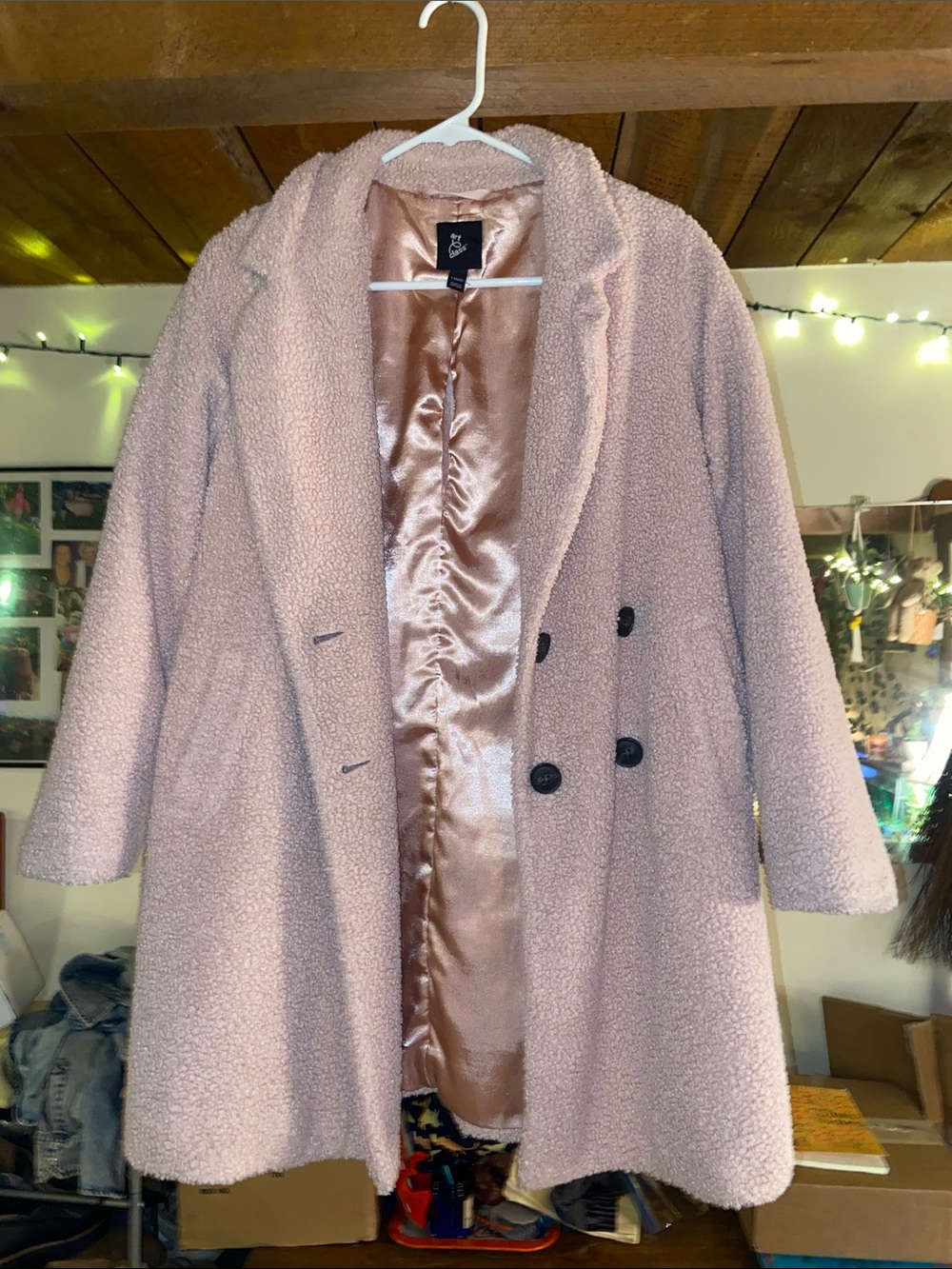 art class Blush Pink Teddy Double-Breasted Coat
